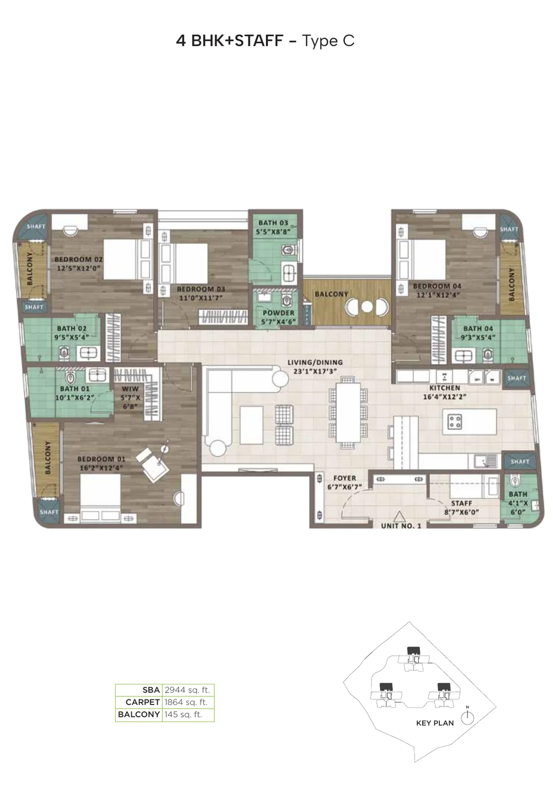 Sattva Aaranya 4 BHK floor plan